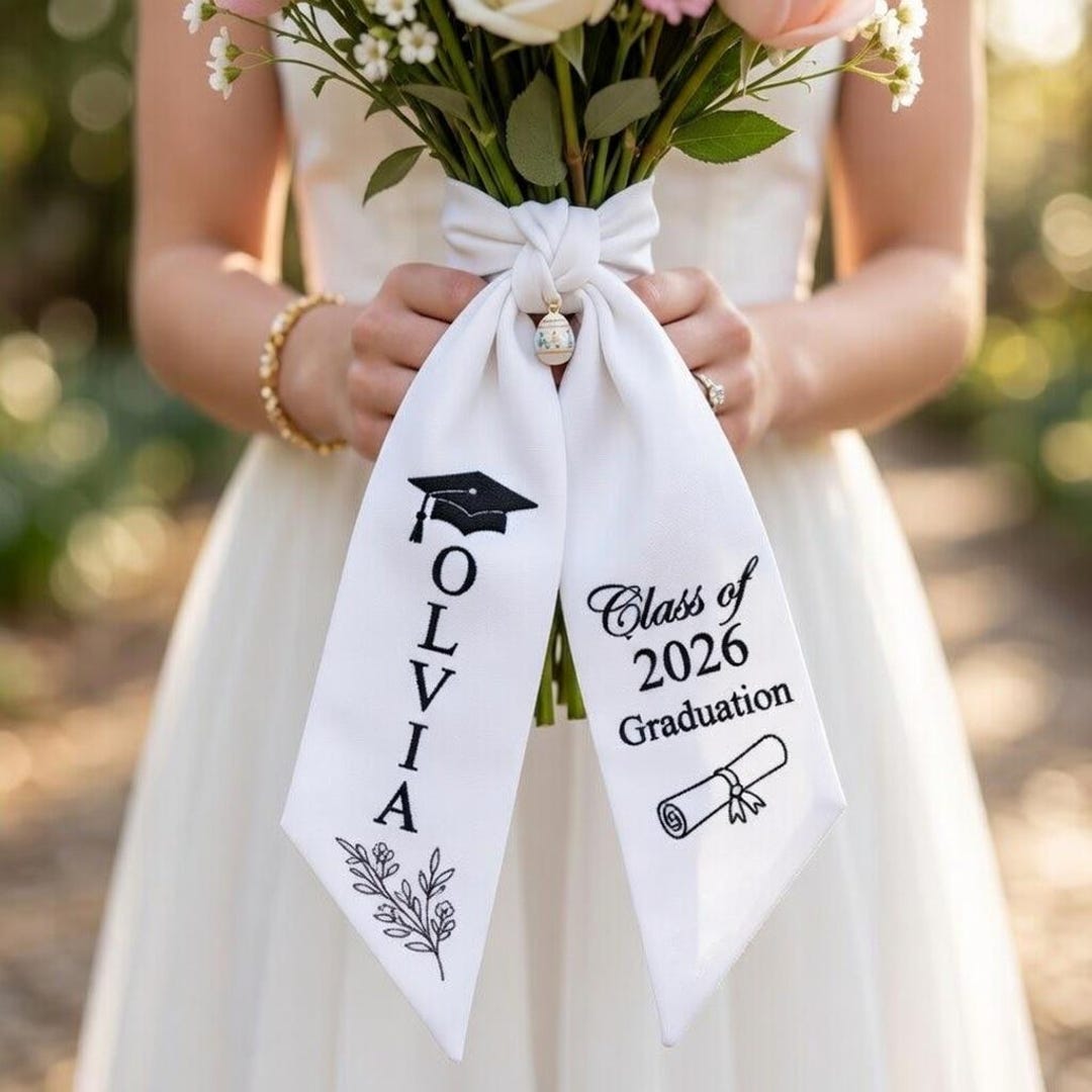 Embroidered Personalized Graduation Bouquet Sash 2026, Custom Name ...