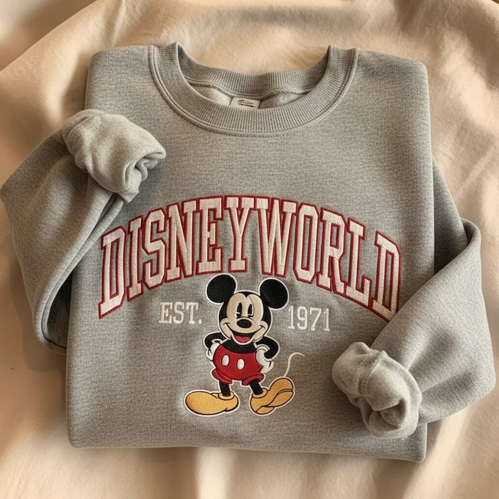 Disney World Embroidered Sweatshirt, Mickey Mouse EST 1971 Sweater