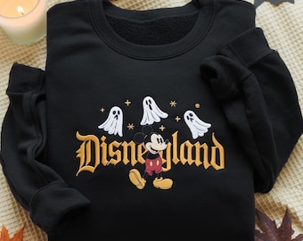 EMBROIDERED Disneyland Halloween Sweatshirt, Mickey Mouse Ghost Shirt, Spooky Disney Fall Sweater, Disney Ghost Shirt, Mickey&#39;s Not So Scary