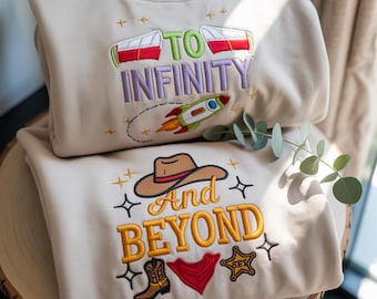 EMBROIDEREDA To Infinity and Darüber hinaus Sweatshirt, Buzz und Woody Shirt, Passende Disney Paar Shirt, Toy Story Reise Shirt, Pixar Disney Urlaub