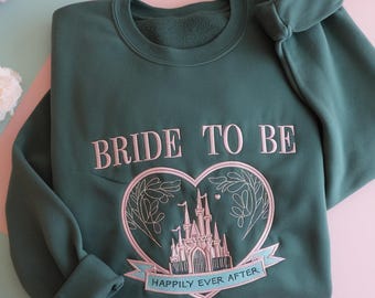 Sudadera bordada "Felices para siempre", sudadera de despedida de soltera de Disneyland, suéter de novia de Disney, camisa de dama de honor, camisa de despedida de soltera