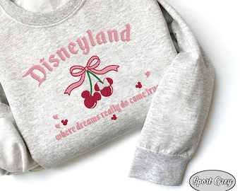 Sudadera con cuello redondo bordada de Disneyland, sudadera bordada de Disneyland, Disneyland Sweethearts, sudadera bordada de Disney.