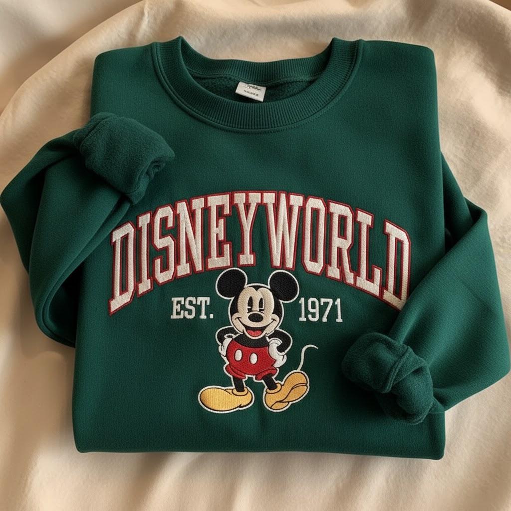 Disney World Embroidered Sweatshirt, Mickey Mouse EST 1971 Sweater
