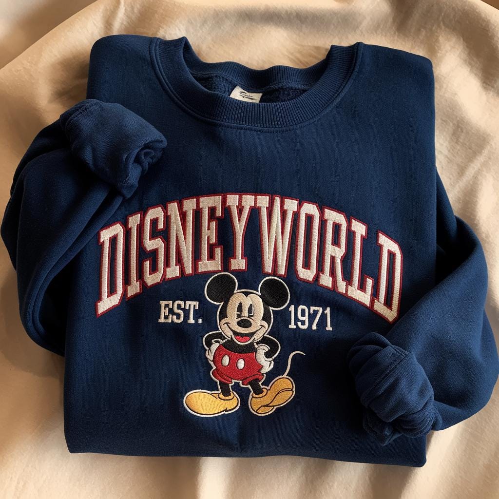 Disney World Embroidered Sweatshirt, Mickey Mouse EST 1971 Sweater