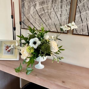 Spring and Summer White Peony Arrangement for Home, Faux Floral Home Decor, Centerpiece for Tables, Farmhouse Wedding Decor