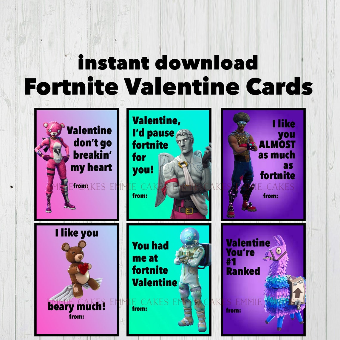 Fortnite Valentine Day Cards Video Games Love Instant Etsy