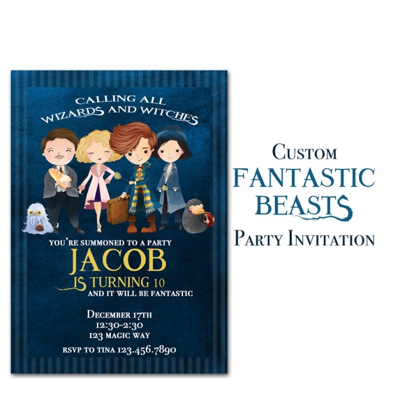 Fantastic Beasts Birthday Invitation Custom wizard and | Etsy