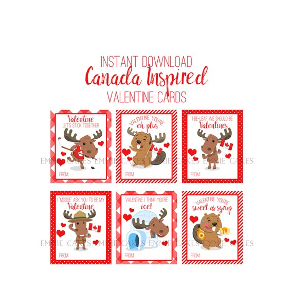 Canada Valentine Day Cards Oh Canada Love Instant Download Etsy