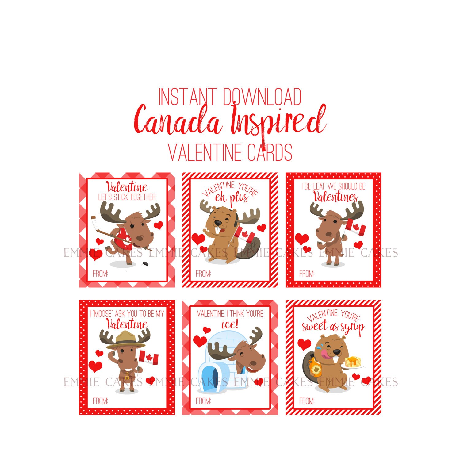 Canada Valentine Day Cards Oh Canada Love Instant Download Etsy