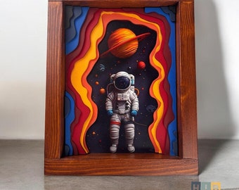Handmade Astronaut Wall Decor with Vibrant Multiple 3D Layers | Handcrafted by Artisan