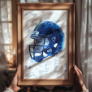 Progetto di casco da football americano - Poster di progettazione tecnica di attrezzatura da football / Stampato o digitale