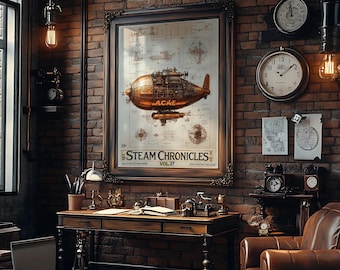 Steampunk Chronicles: The Art of Steam Powered Zeppelin Vol.II | Printed or Digital | Vintage Retro Decor