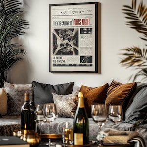 Serata tra ragazze - Arte murale in stile giornale vintage / Decorazione stampata o stampabile di alta qualità
