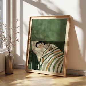Soñando con comodidad: arte minimalista para dormitorio, impresión artística, arte mural, impresión o digital