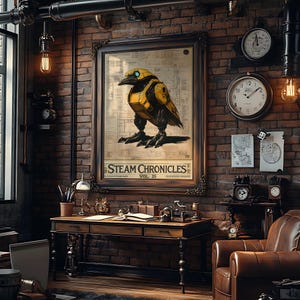 Crónicas Steampunk: El Cuervo Centinela / Impreso o Digital / Decoración Retro Vintage