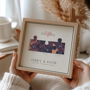 Carte d'histoire d'amour | Première rencontre, fiancés, mariés Art personnalisé de carte murale de la Saint-Valentin | Cadeau d'anniversaire personnalisé | Imprimé ou numérique