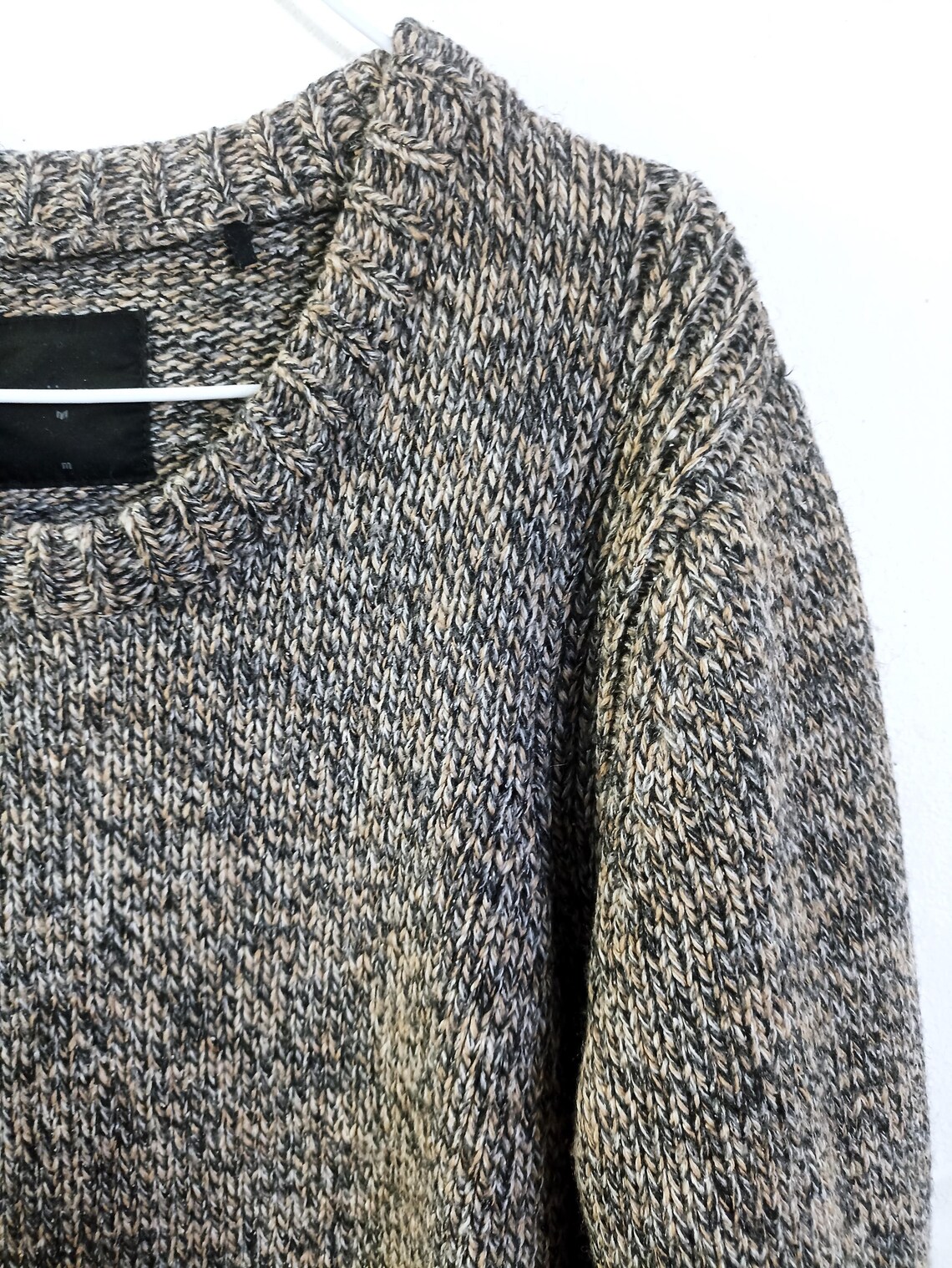 Vintage wool and silk blend melange sweater, size M, foto 3 di 5