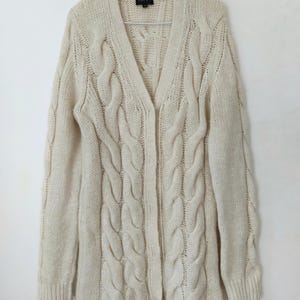 Escada Alpaka Mischung Vintage Zopfmuster Strickjacke