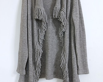 Cardigan boho vintage in misto lana e alpaca, taglia XXXL