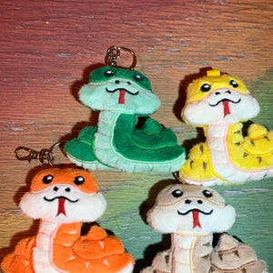 Cute chibi snake plush keychain charm