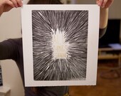 Items similar to All Things Shining - Thin Red Line Quote - Linocut