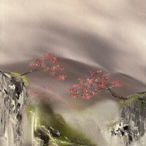 Peinture à l'huile originale - Toile sans cadre - 27 x 35 cm - DOUCHE DE PRINTEMPS - Une seule production