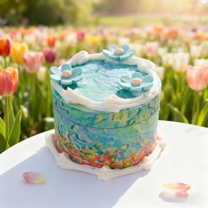 Garden Art Cake Grinder - 60mm 4-Layer Zinc Alloy Herb Grinder, Creamy Lace Base & Floral Top, Cute Collector's Piece, Artwork gift for her