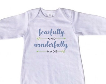 Baby Gown - New Baby Gift - Newborn Gift - Baby Shower Gift - Fearfully Wonderfully Made - Religious