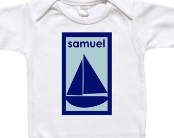 Personalized Baby Gift - Custom Bodysuit - Toddler Shirt Tshirt - Sailing Sailboat Boat Baby's Name