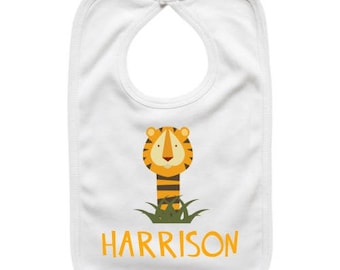 Personalized Custom Baby Gift Bib, Tiger in the Grass