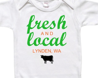 Custom Baby Gift - Baby Bodysuit - Toddler Shirt Tshirt - Fresh and Local Your City Town