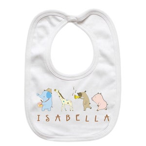 Personalized Baby Bib - Custom Baby Gift - Toddler Gift - Animal Parade