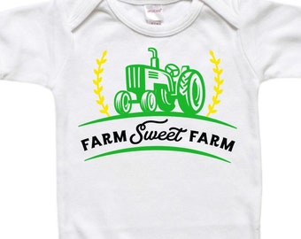 Tractor Boy Shirt - Baby Gift - Toddler Gift - Baby Shower -Farm Sweet Farm