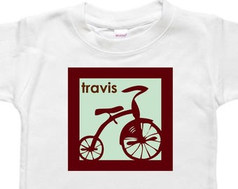 Personalized Baby Bodysuit - Custom Shirt- Baby Gift - Tricycle Bicycle Trike