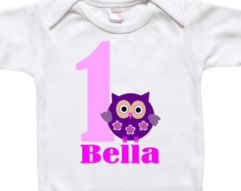 Birthday Shirt Bodysuit - Personalized - First Birthday - Toddler Birthday - Owl Any Colors