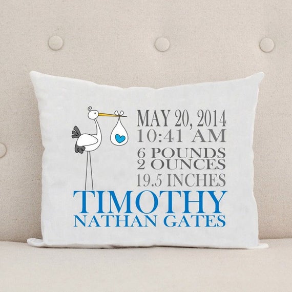 Unique Baby Gift, Birth Announcement, Personalized Baby Pillow