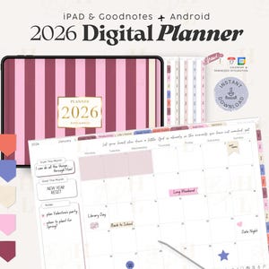 2026 Digitaler Planer für iPad GoodNotes | Digital Produkte wöchentlich, täglich und monatlich, verknüpftes PDF, Landschaftsplaner, Google Kalender