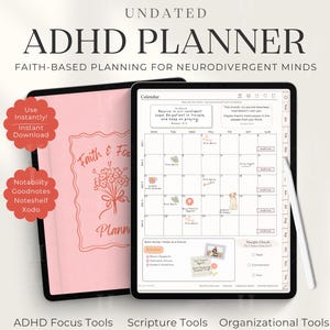 Agenda digital para TDAH Goodnotes para iPad, Agenda digital todo en uno 2026, 2027, 2028, Agenda diaria digital sin fecha, Agenda digital para adultos con TDAH (descargable)
