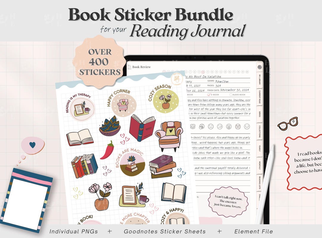 Goodnotes Planner Stickers for Book Reviews, Personalized Reading Log ...