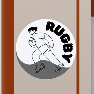Stickers rugby mignons et audacieux - Stickers rugby femme - Stickers rugby noirs et blancs parfaits pour les ordinateurs portables, les bouteilles d'eau et les journaux