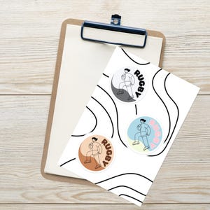 Lot de trois autocollants de rugby mignons et audacieux - Autocollants de rugby pour femmes - Parfaits pour les ordinateurs portables, les bouteilles d'eau et les journaux