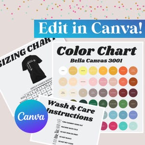 Editable Bella Canvas 3001 Color Chart Editable Bella Canvas Starter Bundle Canva Template Customizable Template Bella Canvas 3001