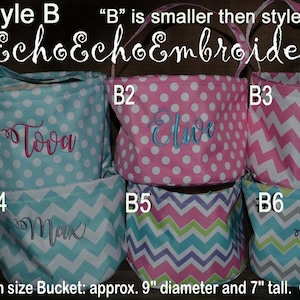 Easter Basket, Tote bag, Bucket Tote, Toy bucket, Beach tote, gift bag - Personalized Monogrammed name    Chevron, or polka dot