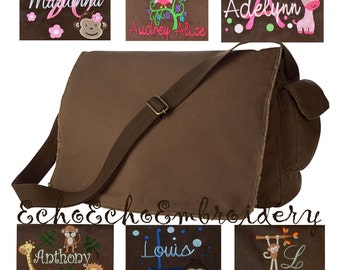 Messenger Bag Personalized! Multi Purpose Raw-Edge  Blue, Pink, Black or Brown  Great Diaper bag, or School bag