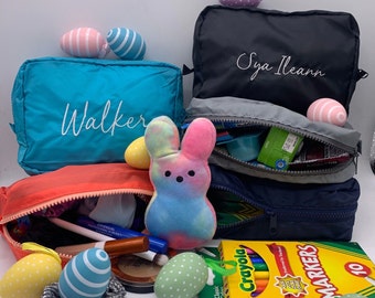 Stash Bag, lightweight multi purpose zipper make up bag, cosmetic, art supply, snack bag. embroidered name