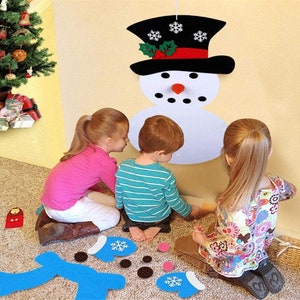 DIY Felt Snowman or Christmas tree wall hang game kids toy decoration. Option to have it Personalized with names image 4