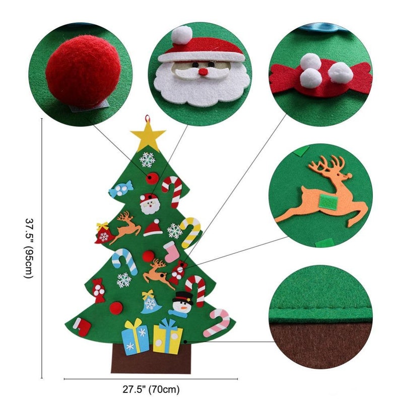 DIY Felt Snowman or Christmas tree wall hang game kids toy decoration. Option to have it Personalized with names image 2