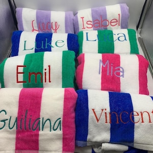 Beach Towel, Personalized Embroidered Name. 7 colors