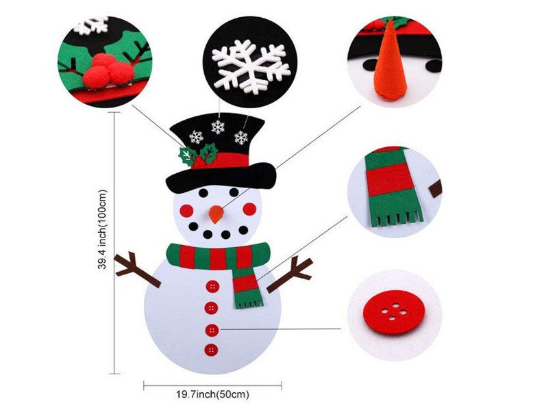 DIY Felt Snowman or Christmas tree wall hang game kids toy decoration. Option to have it Personalized with names image 5