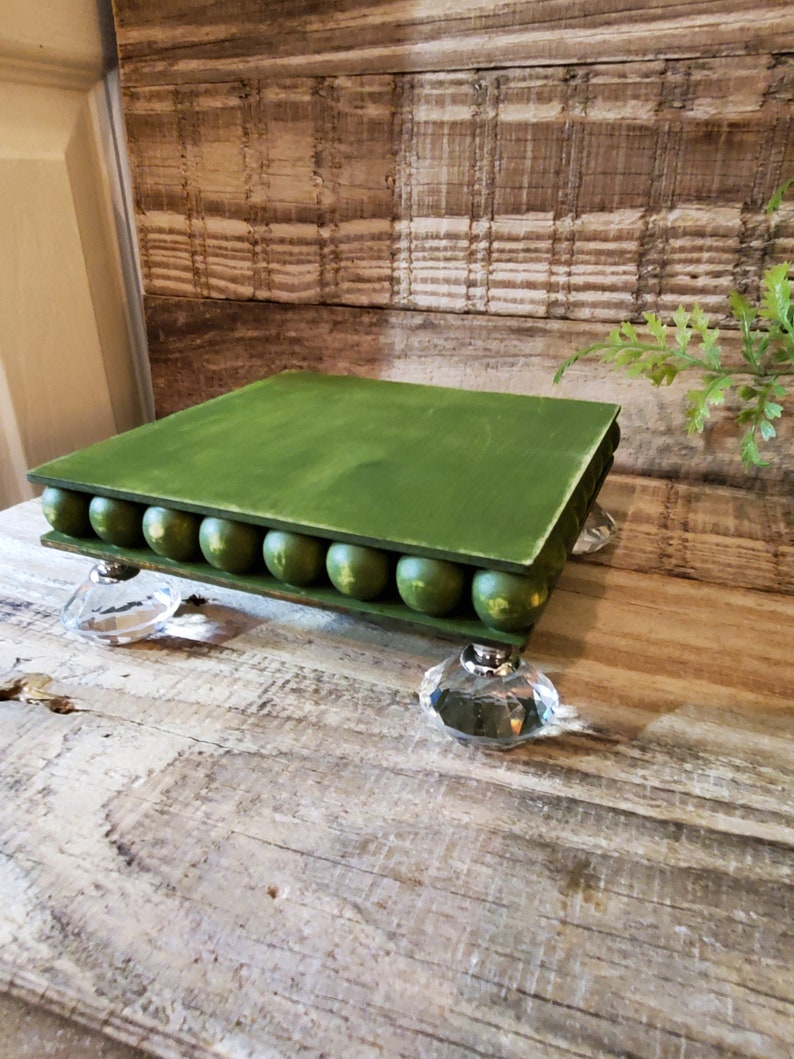 Small Wood Beaded Riser Tiered Tray Riser Farmhouse Decor Etsy